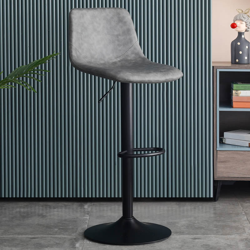Modern Style Adjustable Backrest Counter Stool with Leather Cushion and Metal Base