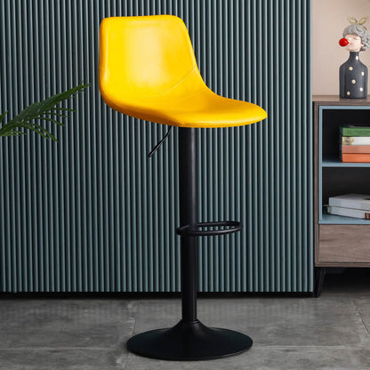 Modern Style Adjustable Backrest Counter Stool with Leather Cushion and Metal Base