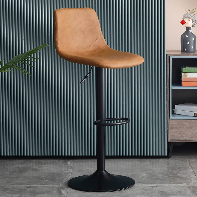 Modern Style Adjustable Backrest Counter Stool with Leather Cushion and Metal Base