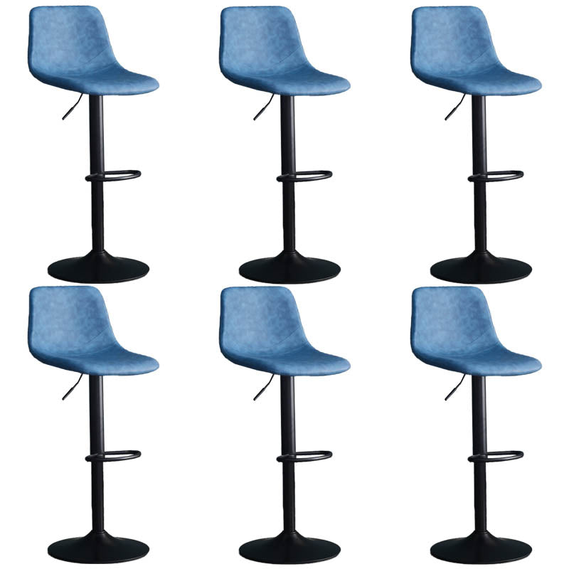 Modern Style Adjustable Backrest Counter Stool with Leather Cushion and Metal Base