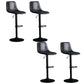 Modern Style Adjustable Backrest Counter Stool with Leather Cushion and Metal Base