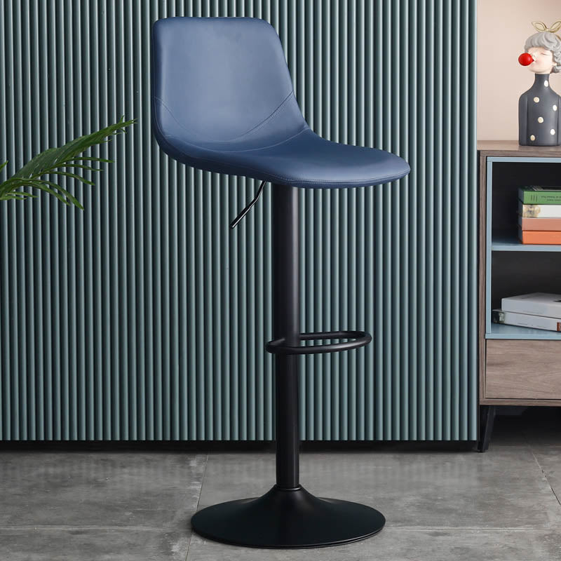 Modern Style Adjustable Backrest Counter Stool with Leather Cushion and Metal Base