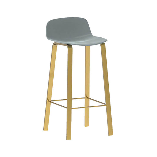 Contemporary Indoor Low Back Armless Bar Stools with Metal Legs Gold-grey 1 Piece