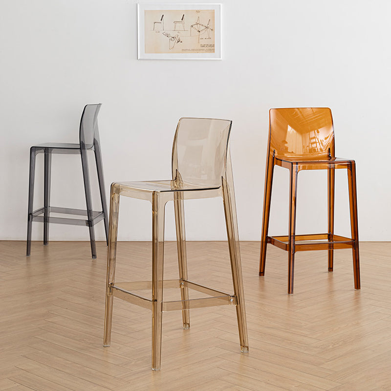 Contemporary Acrylic Low Back Armless Bar Stools with Footrest