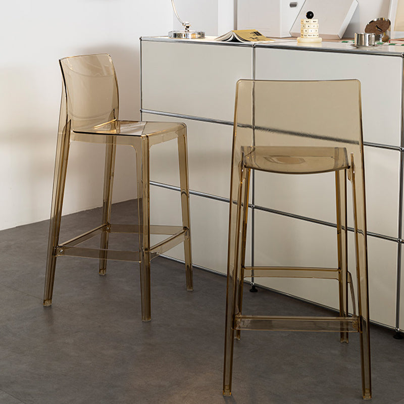 Contemporary Acrylic Low Back Armless Bar Stools with Footrest