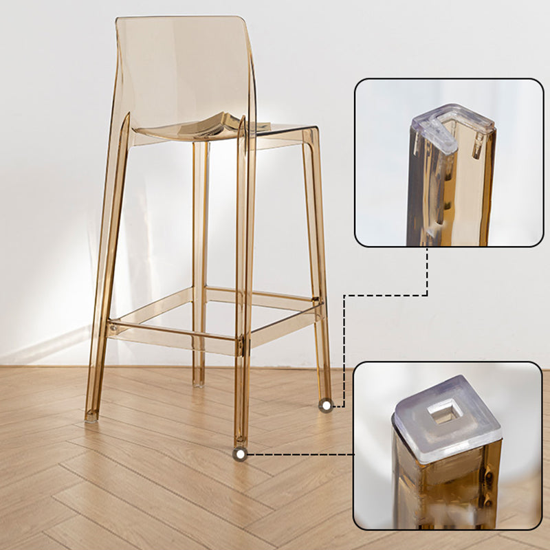 Contemporary Acrylic Low Back Armless Bar Stools with Footrest