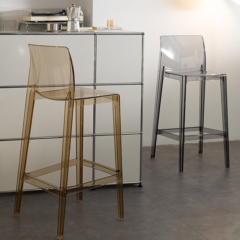 Contemporary Acrylic Low Back Armless Bar Stools with Footrest