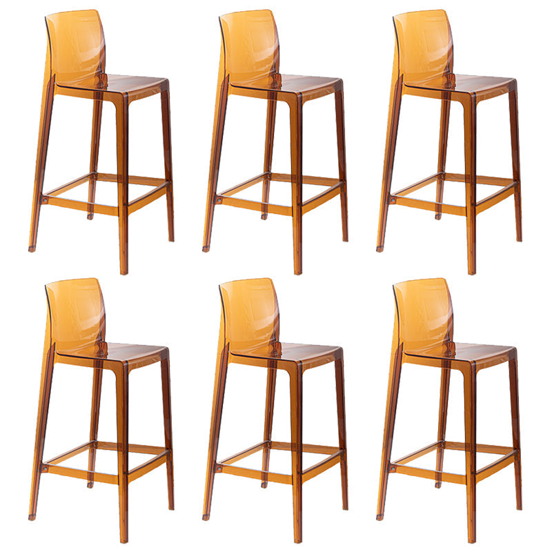 Contemporary Acrylic Low Back Armless Bar Stools with Footrest