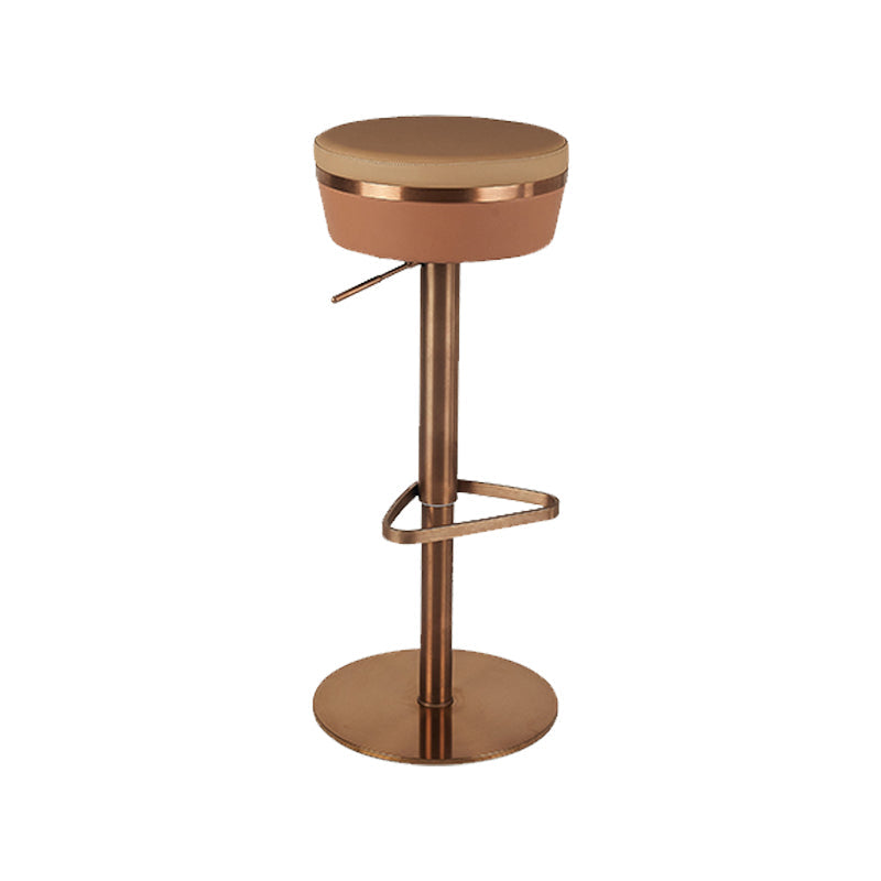 Modern Style Adjustable Armless Counter Stool with Leather Cushion