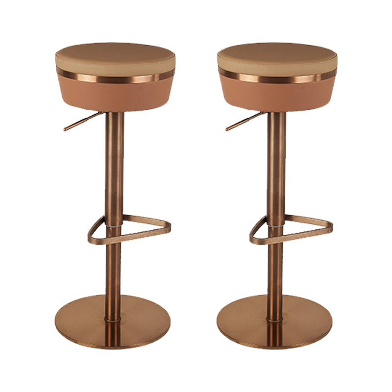 Modern Style Adjustable Armless Counter Stool with Leather Cushion