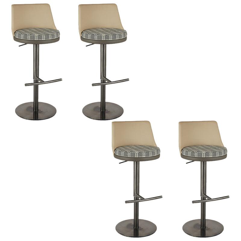 Modern Style Adjustable Armless Counter Stool with Leather Cushion