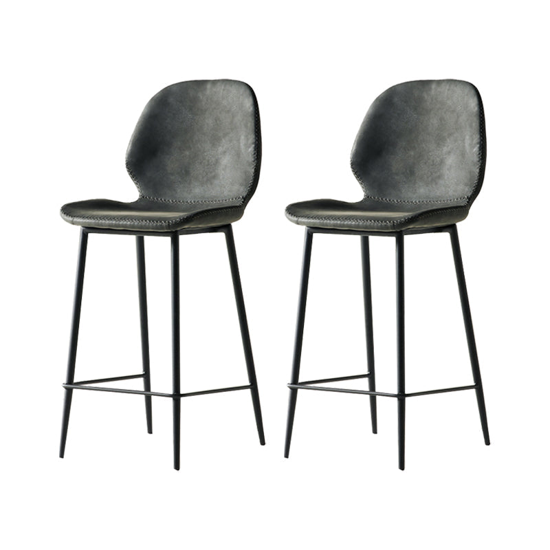 Taburete alto con respaldo de estilo moderno con cojín de cuero