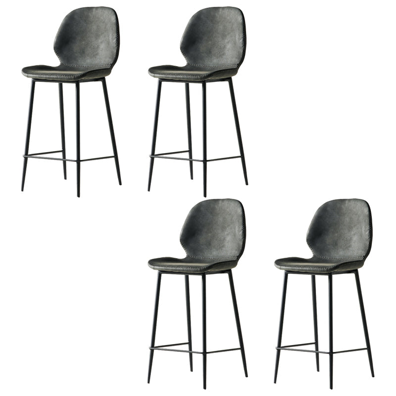 Taburete alto con respaldo de estilo moderno con cojín de cuero