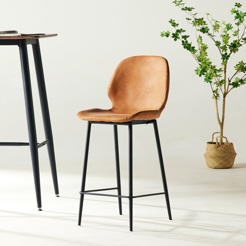 Taburete alto con respaldo de estilo moderno con cojín de cuero