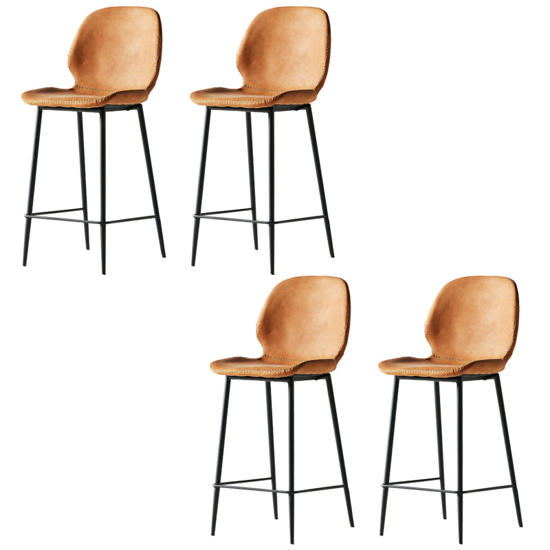 Taburete alto con respaldo de estilo moderno con cojín de cuero