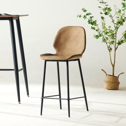 Taburete alto con respaldo de estilo moderno con cojín de cuero
