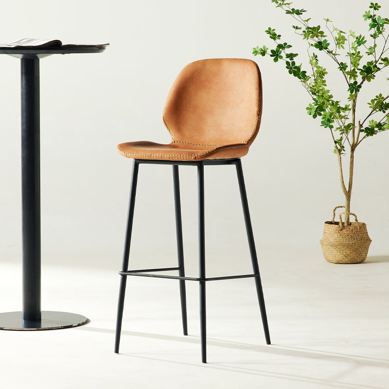 Taburete alto con respaldo de estilo moderno con cojín de cuero
