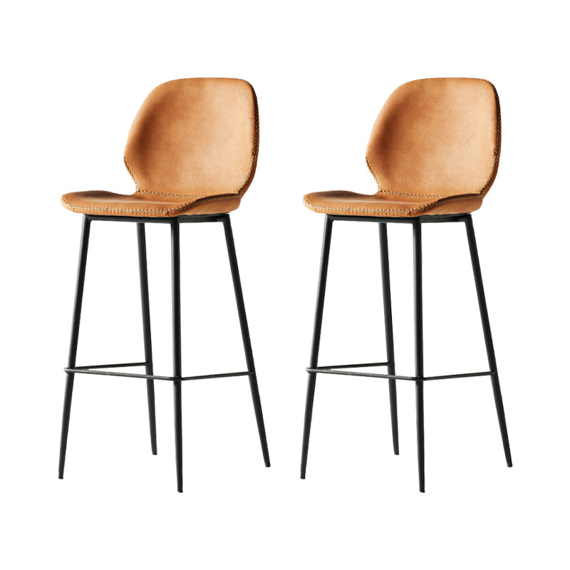 Taburete alto con respaldo de estilo moderno con cojín de cuero