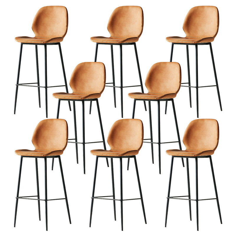Taburete alto con respaldo de estilo moderno con cojín de cuero
