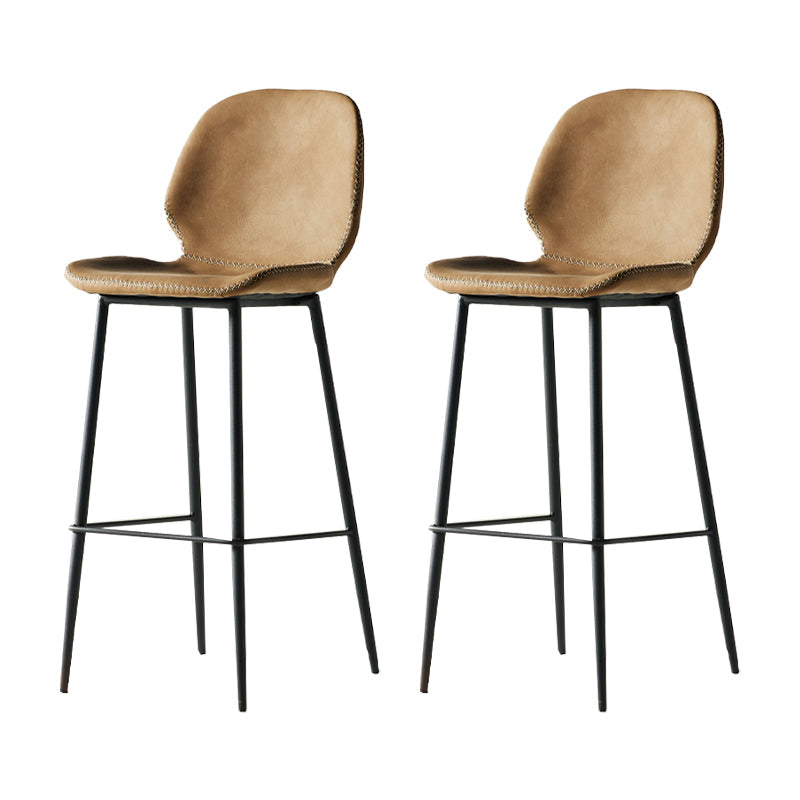 Taburete alto con respaldo de estilo moderno con cojín de cuero