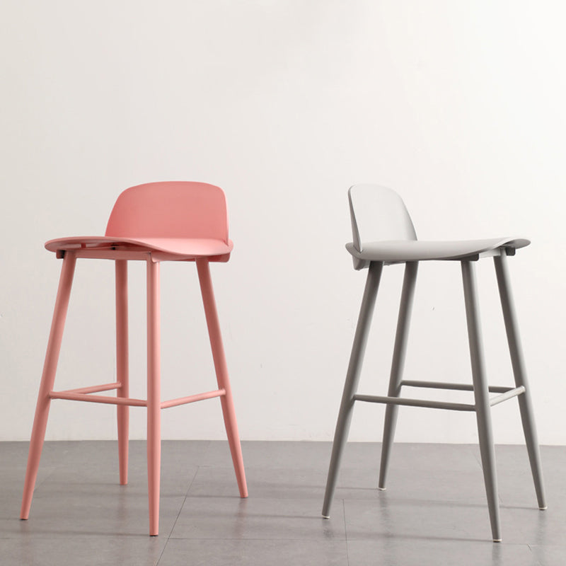 Contemporary Plastic Low Back Armless Bar Stools with Metal Base Clearhalo 'Bar Furniture' 'Bar Stools' 'bar_stools' 'furn' 'furn_bar_stools' 'Furniture' 'Kitchen & Dining Furniture' 7651236