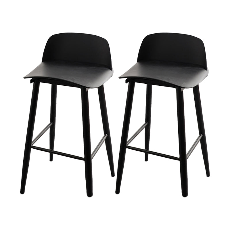 Contemporary Plastic Low Back Armless Bar Stools with Metal Base Black 2 Piece Set Clearhalo 'Bar Furniture' 'Bar Stools' 'bar_stools' 'furn' 'furn_bar_stools' 'Furniture' 'Kitchen & Dining Furniture' 7651237