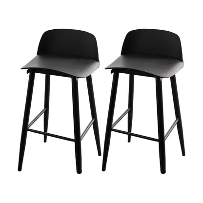 Contemporary Plastic Low Back Armless Bar Stools with Metal Base Black 2 Piece Set Clearhalo 'Bar Furniture' 'Bar Stools' 'bar_stools' 'furn' 'furn_bar_stools' 'Furniture' 'Kitchen & Dining Furniture' 7651237
