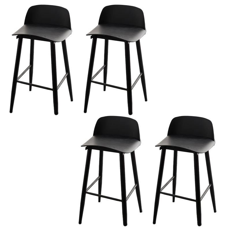 Contemporary Plastic Low Back Armless Bar Stools with Metal Base Black 4 Piece Set Clearhalo 'Bar Furniture' 'Bar Stools' 'bar_stools' 'furn' 'furn_bar_stools' 'Furniture' 'Kitchen & Dining Furniture' 7651239