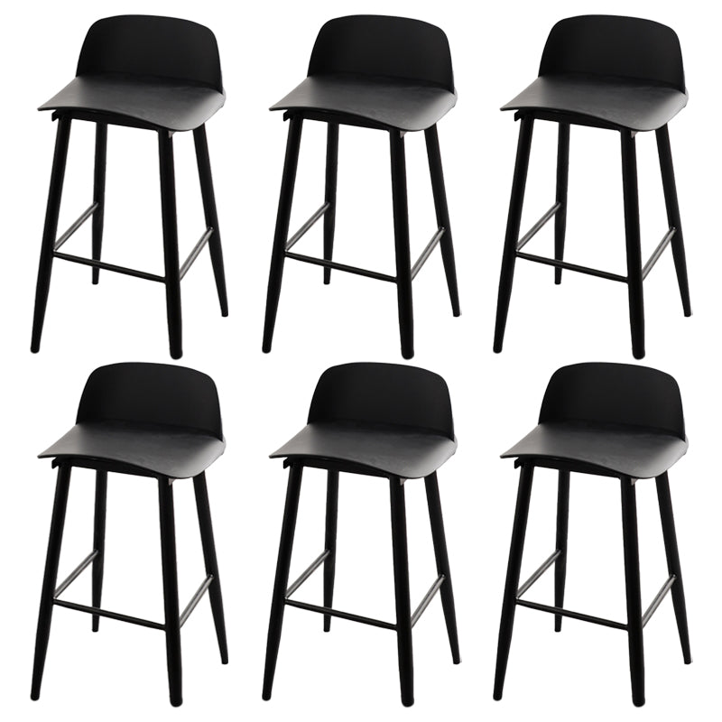 Contemporary Plastic Low Back Armless Bar Stools with Metal Base Black 6 Piece Set Clearhalo 'Bar Furniture' 'Bar Stools' 'bar_stools' 'furn' 'furn_bar_stools' 'Furniture' 'Kitchen & Dining Furniture' 7651241