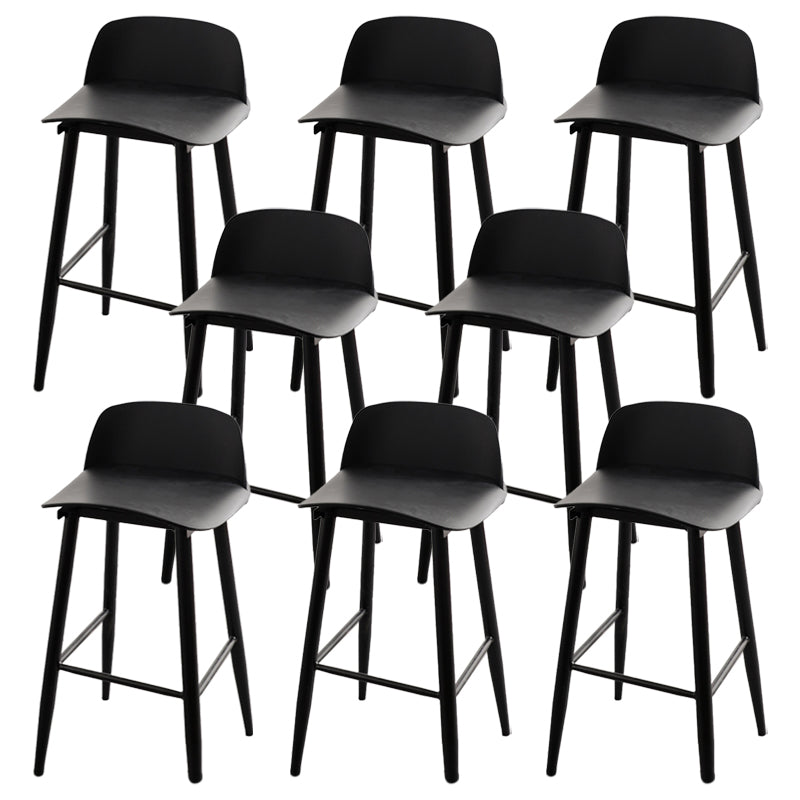 Contemporary Plastic Low Back Armless Bar Stools with Metal Base Black 8 Piece Set Clearhalo 'Bar Furniture' 'Bar Stools' 'bar_stools' 'furn' 'furn_bar_stools' 'Furniture' 'Kitchen & Dining Furniture' 7651243