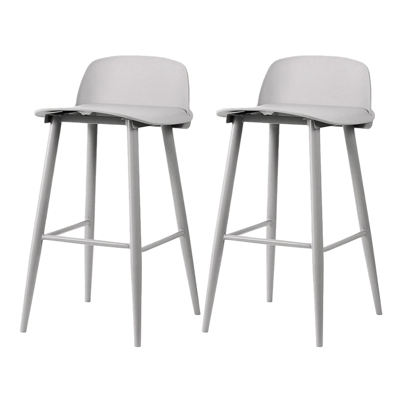 Contemporary Plastic Low Back Armless Bar Stools with Metal Base Grey 2 Piece Set Clearhalo 'Bar Furniture' 'Bar Stools' 'bar_stools' 'furn' 'furn_bar_stools' 'Furniture' 'Kitchen & Dining Furniture' 7651245