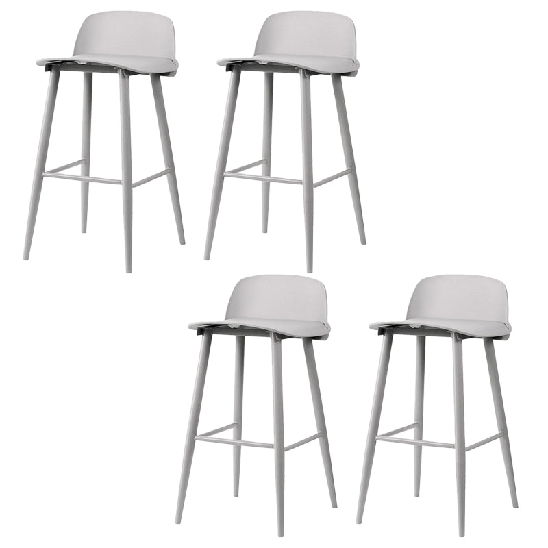 Contemporary Plastic Low Back Armless Bar Stools with Metal Base Grey 4 Piece Set Clearhalo 'Bar Furniture' 'Bar Stools' 'bar_stools' 'furn' 'furn_bar_stools' 'Furniture' 'Kitchen & Dining Furniture' 7651246