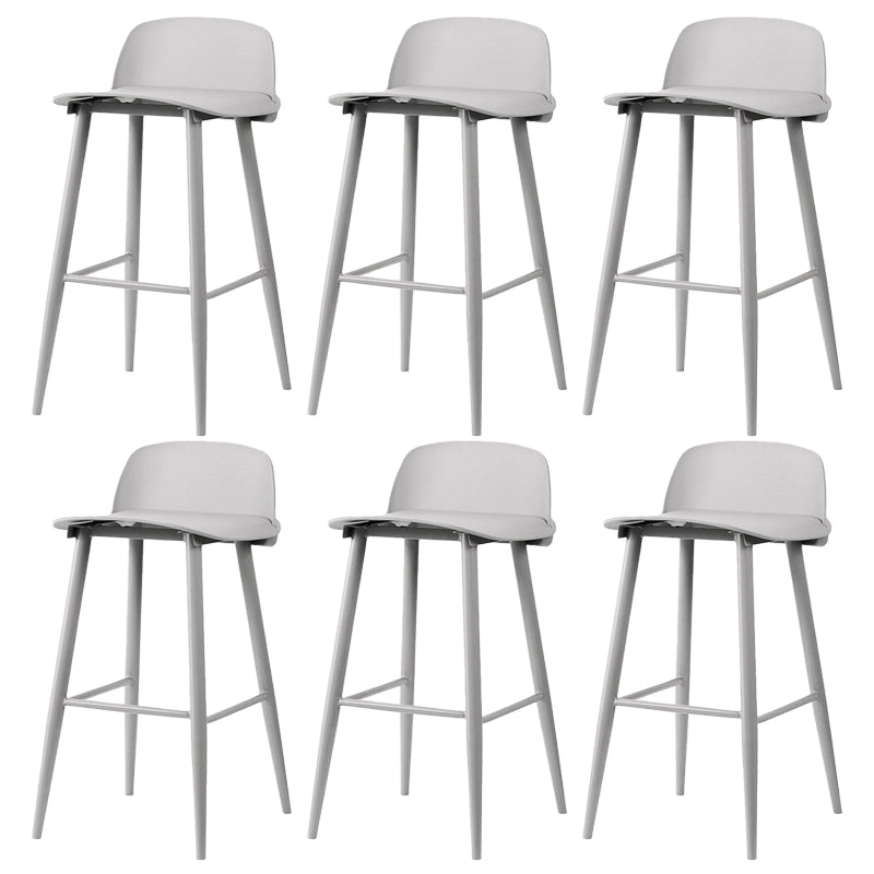 Contemporary Plastic Low Back Armless Bar Stools with Metal Base Grey 6 Piece Set Clearhalo 'Bar Furniture' 'Bar Stools' 'bar_stools' 'furn' 'furn_bar_stools' 'Furniture' 'Kitchen & Dining Furniture' 7651249