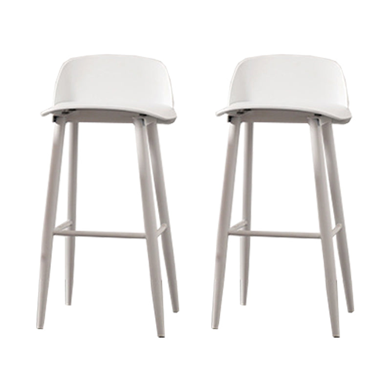 Contemporary Plastic Low Back Armless Bar Stools with Metal Base White 2 Piece Set Clearhalo 'Bar Furniture' 'Bar Stools' 'bar_stools' 'furn' 'furn_bar_stools' 'Furniture' 'Kitchen & Dining Furniture' 7651253