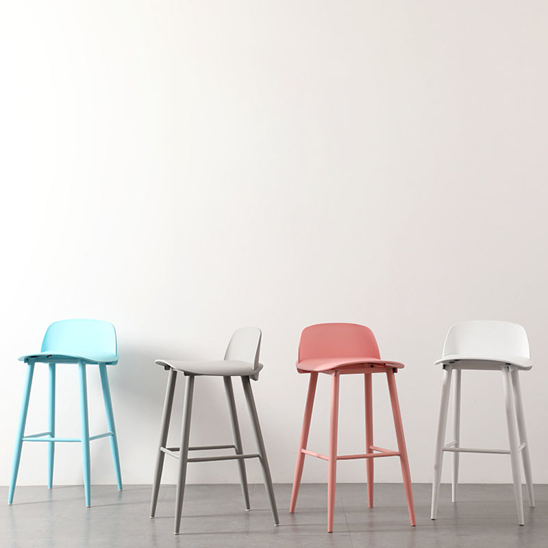 Contemporary Plastic Low Back Armless Bar Stools with Metal Base Clearhalo 'Bar Furniture' 'Bar Stools' 'bar_stools' 'furn' 'furn_bar_stools' 'Furniture' 'Kitchen & Dining Furniture' 7651254