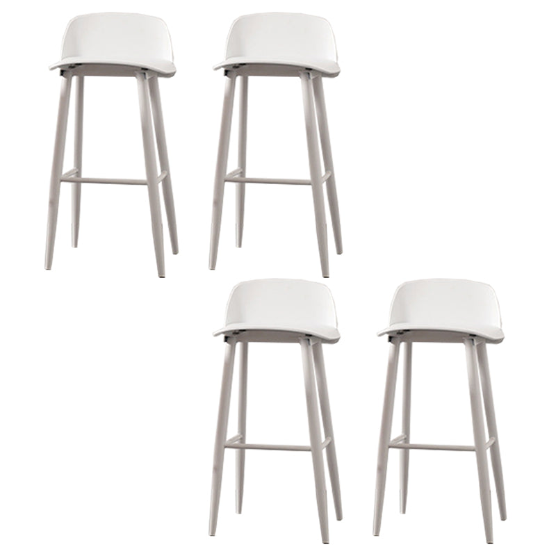 Contemporary Plastic Low Back Armless Bar Stools with Metal Base White 4 Piece Set Clearhalo 'Bar Furniture' 'Bar Stools' 'bar_stools' 'furn' 'furn_bar_stools' 'Furniture' 'Kitchen & Dining Furniture' 7651255