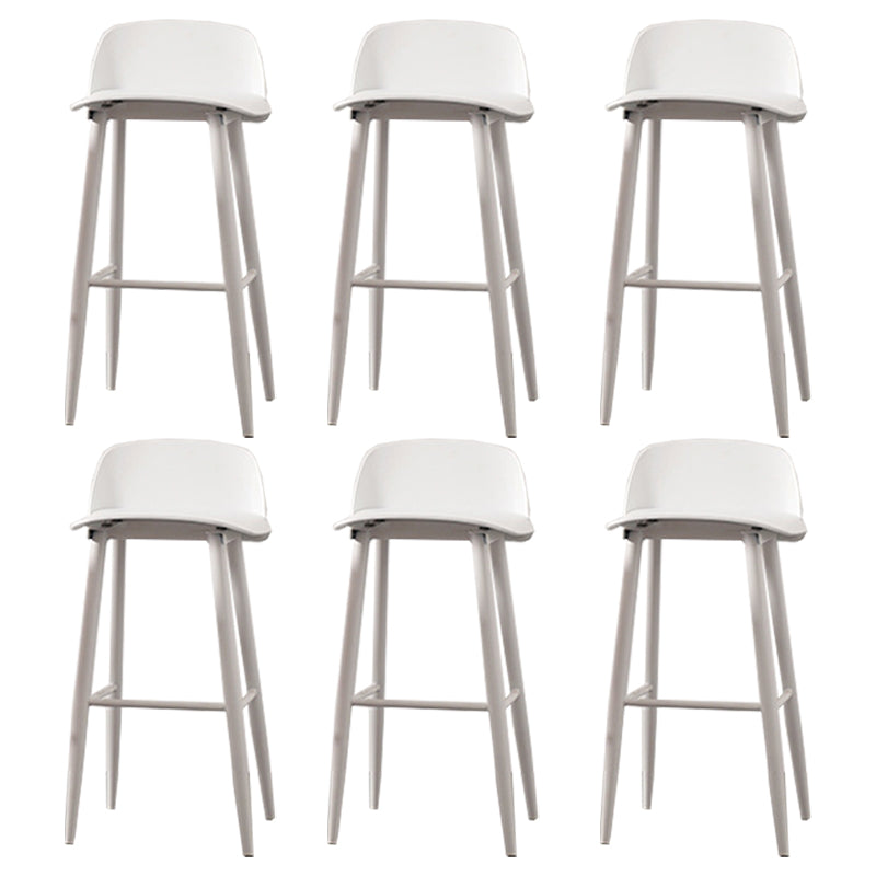 Contemporary Plastic Low Back Armless Bar Stools with Metal Base White 6 Piece Set Clearhalo 'Bar Furniture' 'Bar Stools' 'bar_stools' 'furn' 'furn_bar_stools' 'Furniture' 'Kitchen & Dining Furniture' 7651256
