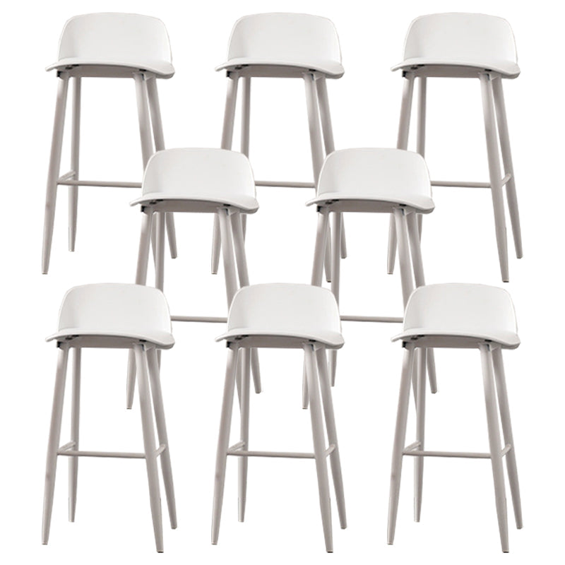 Contemporary Plastic Low Back Armless Bar Stools with Metal Base White 8 Piece Set Clearhalo 'Bar Furniture' 'Bar Stools' 'bar_stools' 'furn' 'furn_bar_stools' 'Furniture' 'Kitchen & Dining Furniture' 7651257