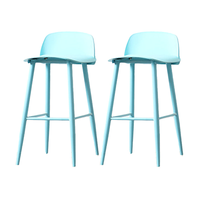 Contemporary Plastic Low Back Armless Bar Stools with Metal Base Turquoise 2 Piece Set Clearhalo 'Bar Furniture' 'Bar Stools' 'bar_stools' 'furn' 'furn_bar_stools' 'Furniture' 'Kitchen & Dining Furniture' 7651262