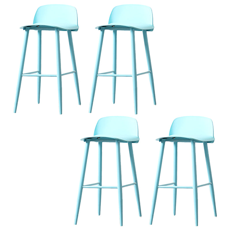 Contemporary Plastic Low Back Armless Bar Stools with Metal Base Turquoise 4 Piece Set Clearhalo 'Bar Furniture' 'Bar Stools' 'bar_stools' 'furn' 'furn_bar_stools' 'Furniture' 'Kitchen & Dining Furniture' 7651263