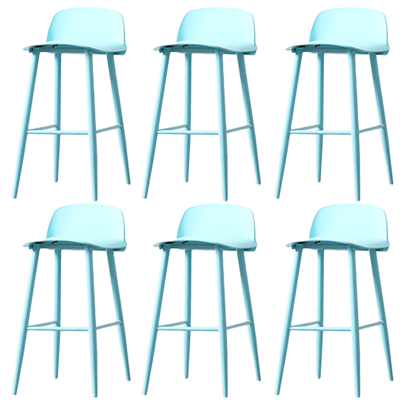 Contemporary Plastic Low Back Armless Bar Stools with Metal Base Turquoise 6 Piece Set Clearhalo 'Bar Furniture' 'Bar Stools' 'bar_stools' 'furn' 'furn_bar_stools' 'Furniture' 'Kitchen & Dining Furniture' 7651264