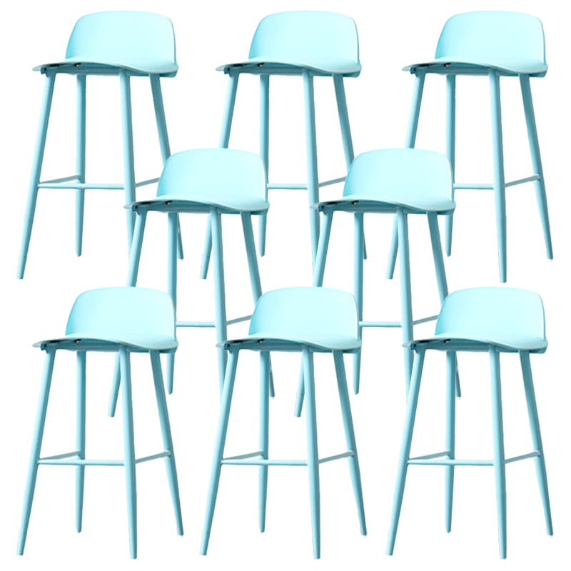 Contemporary Plastic Low Back Armless Bar Stools with Metal Base Turquoise 8 Piece Set Clearhalo 'Bar Furniture' 'Bar Stools' 'bar_stools' 'furn' 'furn_bar_stools' 'Furniture' 'Kitchen & Dining Furniture' 7651265