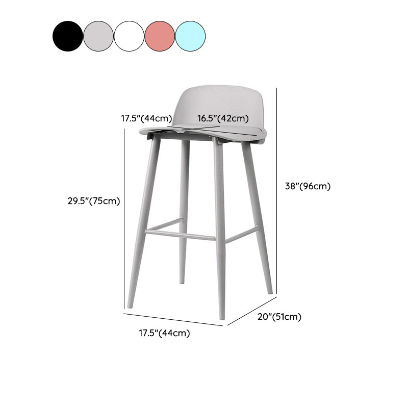 Contemporary Plastic Low Back Armless Bar Stools with Metal Base Clearhalo 'Bar Furniture' 'Bar Stools' 'bar_stools' 'furn' 'furn_bar_stools' 'Furniture' 'Kitchen & Dining Furniture' 7651267