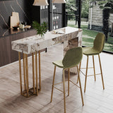 1/3 Pieces Glam Rectangle Sintered Stone Counter Table with High Stools