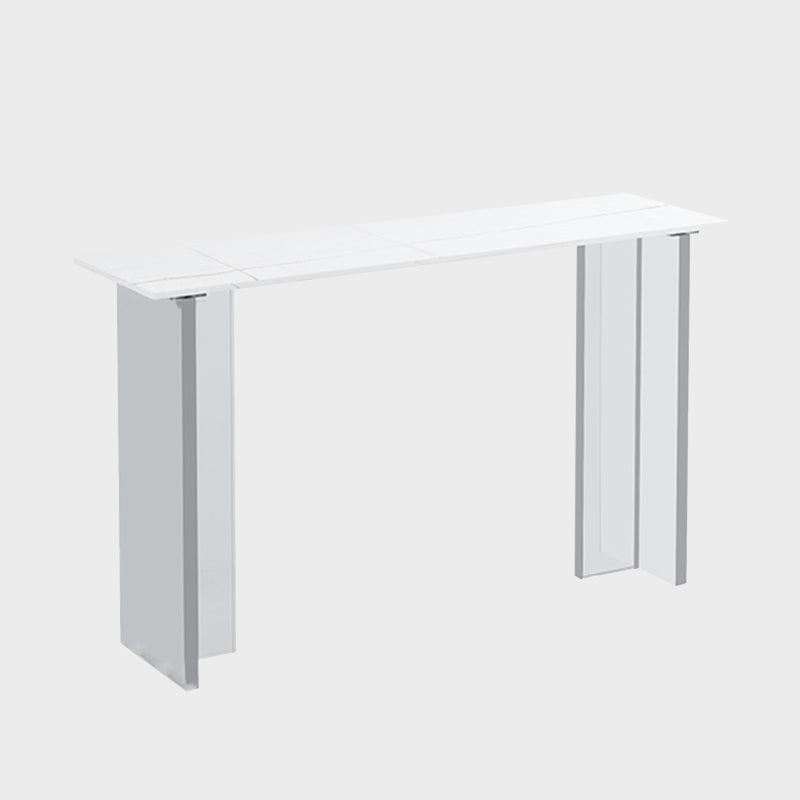 Modem & Contemporary Stone Rectangle Pub Bar Table for Living Room White-Gold Without Chairs Clearhalo 'Bar Furniture' 'Bar Tables' 'bar_tables' 'furn' 'furn_bar_tables' 'Furniture' 'Kitchen & Dining Furniture' 7651800
