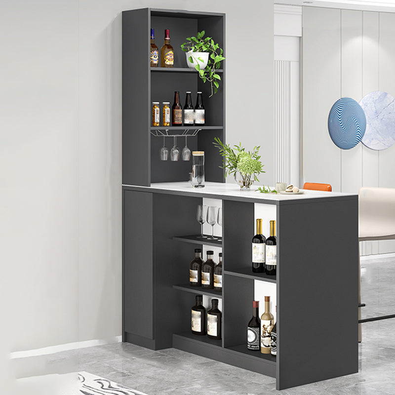 Modern Style Stone Rectangle Bistro Bar Desk Table for Living Room 47.2"L x 23.6"W x 39.4"H Grey Without Chairs Clearhalo 'Bar Furniture' 'Bar Tables' 'bar_tables' 'furn' 'furn_bar_tables' 'Furniture' 'Kitchen & Dining Furniture' 7651914