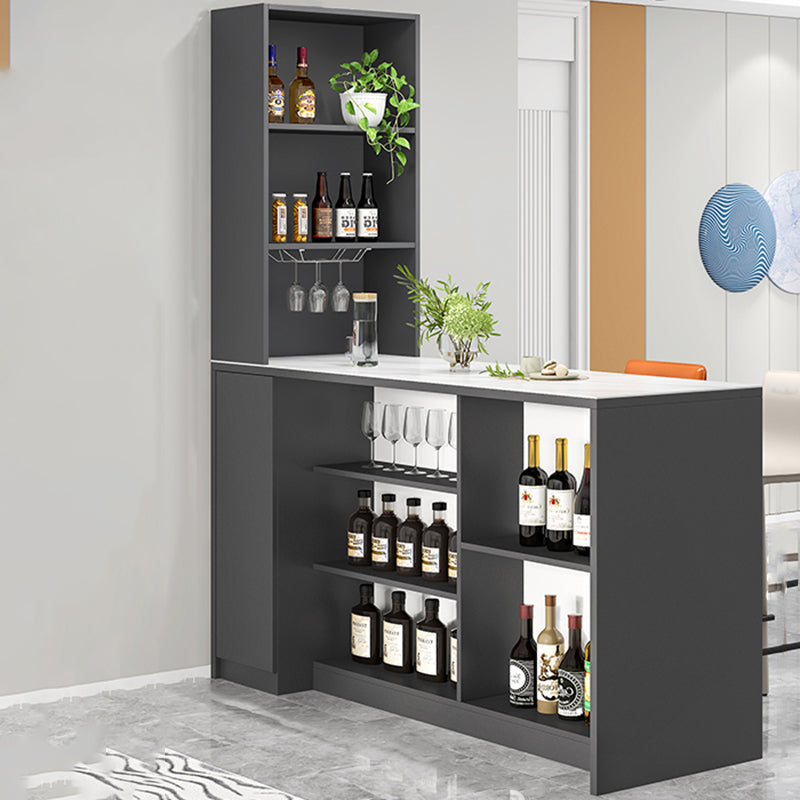 Modern Style Stone Rectangle Bistro Bar Desk Table for Living Room 70.9"L x 23.6"W x 39.4"H Grey Without Chairs Clearhalo 'Bar Furniture' 'Bar Tables' 'bar_tables' 'furn' 'furn_bar_tables' 'Furniture' 'Kitchen & Dining Furniture' 7651919