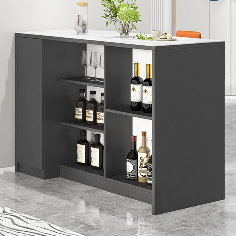 Modern Style Stone Rectangle Bistro Bar Desk Table for Living Room 47.2"L x 23.6"W x 39.4"H Gray-White Without Chairs Clearhalo 'Bar Furniture' 'Bar Tables' 'bar_tables' 'furn' 'furn_bar_tables' 'Furniture' 'Kitchen & Dining Furniture' 7651923
