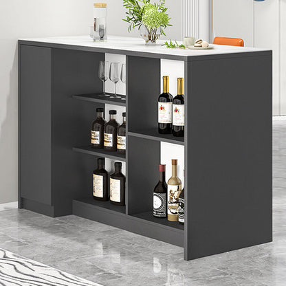 Modern Style Stone Rectangle Bistro Bar Desk Table for Living Room 47.2"L x 23.6"W x 39.4"H Gray-White Without Chairs Clearhalo 'Bar Furniture' 'Bar Tables' 'bar_tables' 'furn' 'furn_bar_tables' 'Furniture' 'Kitchen & Dining Furniture' 7651923