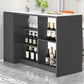 Modern Style Stone Rectangle Bistro Bar Desk Table for Living Room 55.1"L x 23.6"W x 39.4"H Gray-White Without Chairs Clearhalo 'Bar Furniture' 'Bar Tables' 'bar_tables' 'furn' 'furn_bar_tables' 'Furniture' 'Kitchen & Dining Furniture' 7651925
